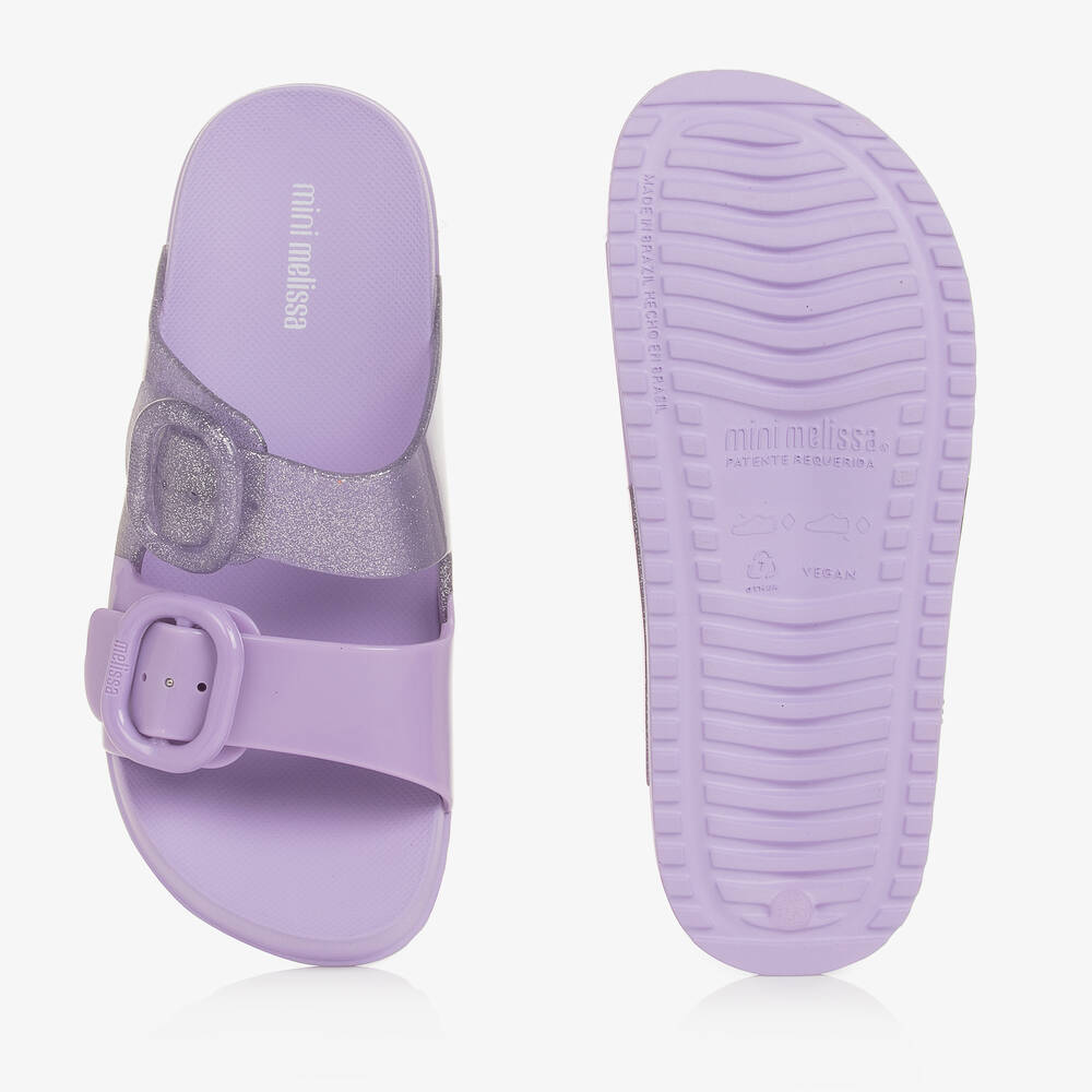 Mini Melissa-Girls Lilac Purple Glitter Sliders | Childrensalon Outlet