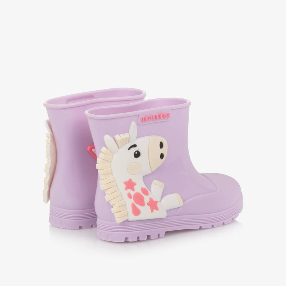 Mini Melissa-Girls Lilac Purple Unicorn Jelly Rain Boots | Childrensalon Outlet