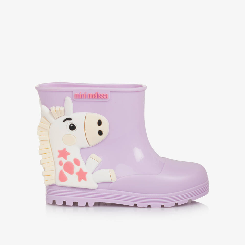 Mini Melissa-Girls Lilac Purple Unicorn Jelly Rain Boots | Childrensalon Outlet