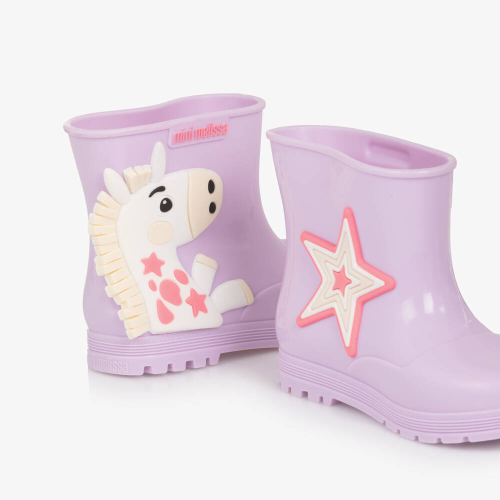 Mini Melissa-Girls Lilac Purple Unicorn Jelly Rain Boots | Childrensalon Outlet