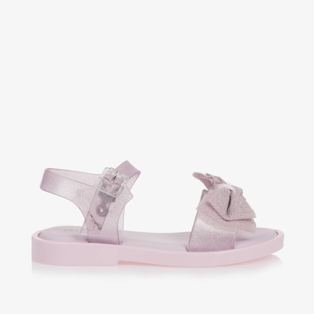 Mini Melissa-Girls Lilac Sparkle Bow Sandals | Childrensalon Outlet
