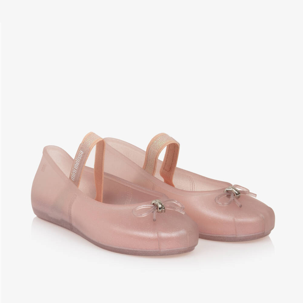 Mini Melissa-Girls Metallic Pink Ballet Flats | Childrensalon Outlet