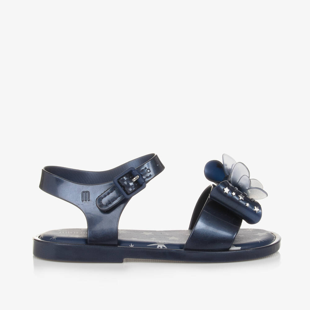 Mini Melissa Girls Navy Blue Star Bow Sandals Childrensalon Outlet
