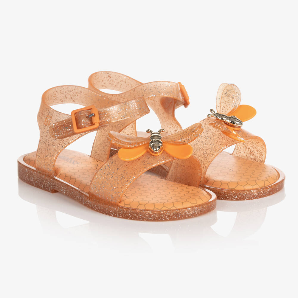 Mini Melissa - Sandales plastique orange pailleté | Childrensalon