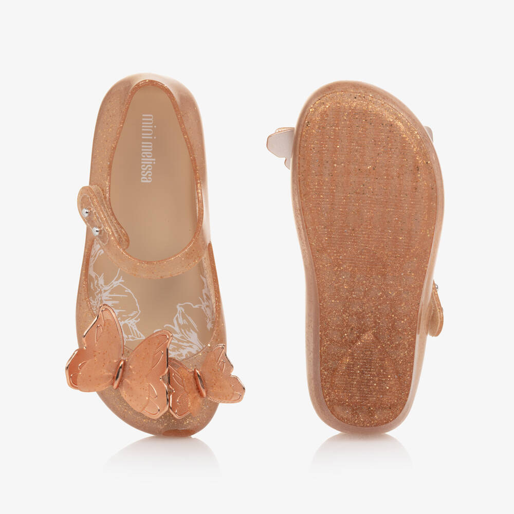 Mini Melissa-Girls Peach Orange Butterfly Jelly Shoes | Childrensalon Outlet