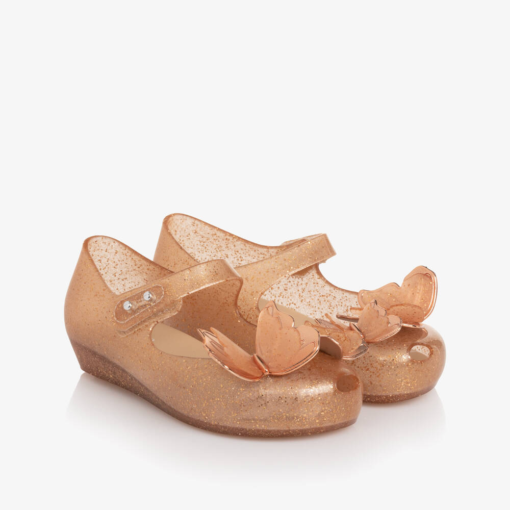 Mini Melissa-Girls Peach Orange Butterfly Jelly Shoes | Childrensalon Outlet