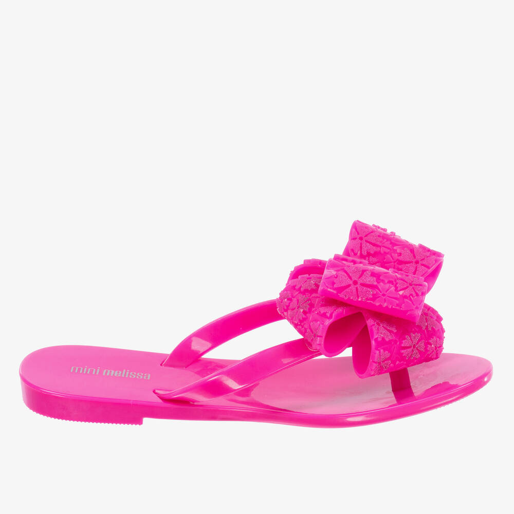 Mini Melissa-Girls Pink Bow Flip Flops | Childrensalon Outlet