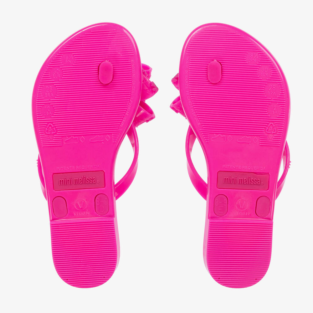 Mini Melissa-Girls Pink Bow Flip Flops | Childrensalon Outlet