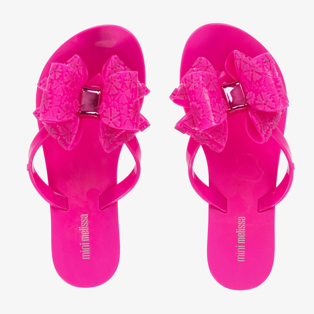 Mini Melissa Girls Pink Bow Flip Flops Childrensalon Outlet