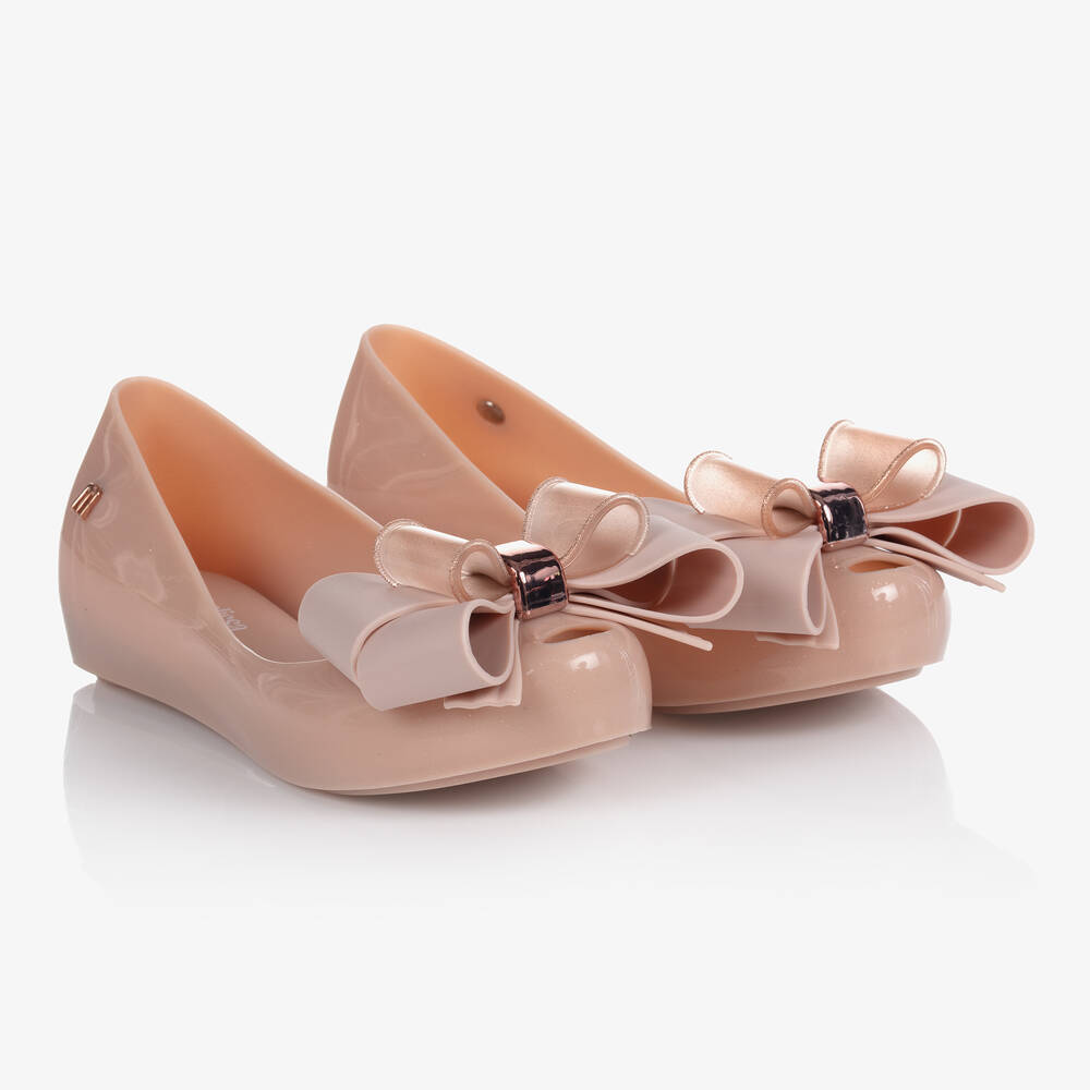 Mini Melissa - Розовые резиновые балетки с бантиками | Childrensalon