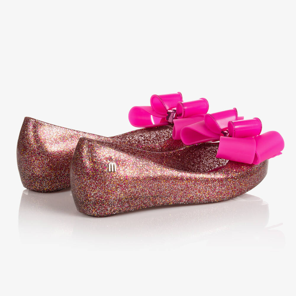 Mini Melissa-Розовые резиновые балетки с бантиками | Childrensalon Outlet
