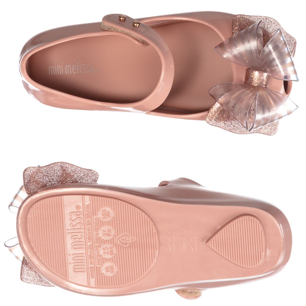 Mini Melissa Girls Pink Bow Jelly Shoes Childrensalon Outlet