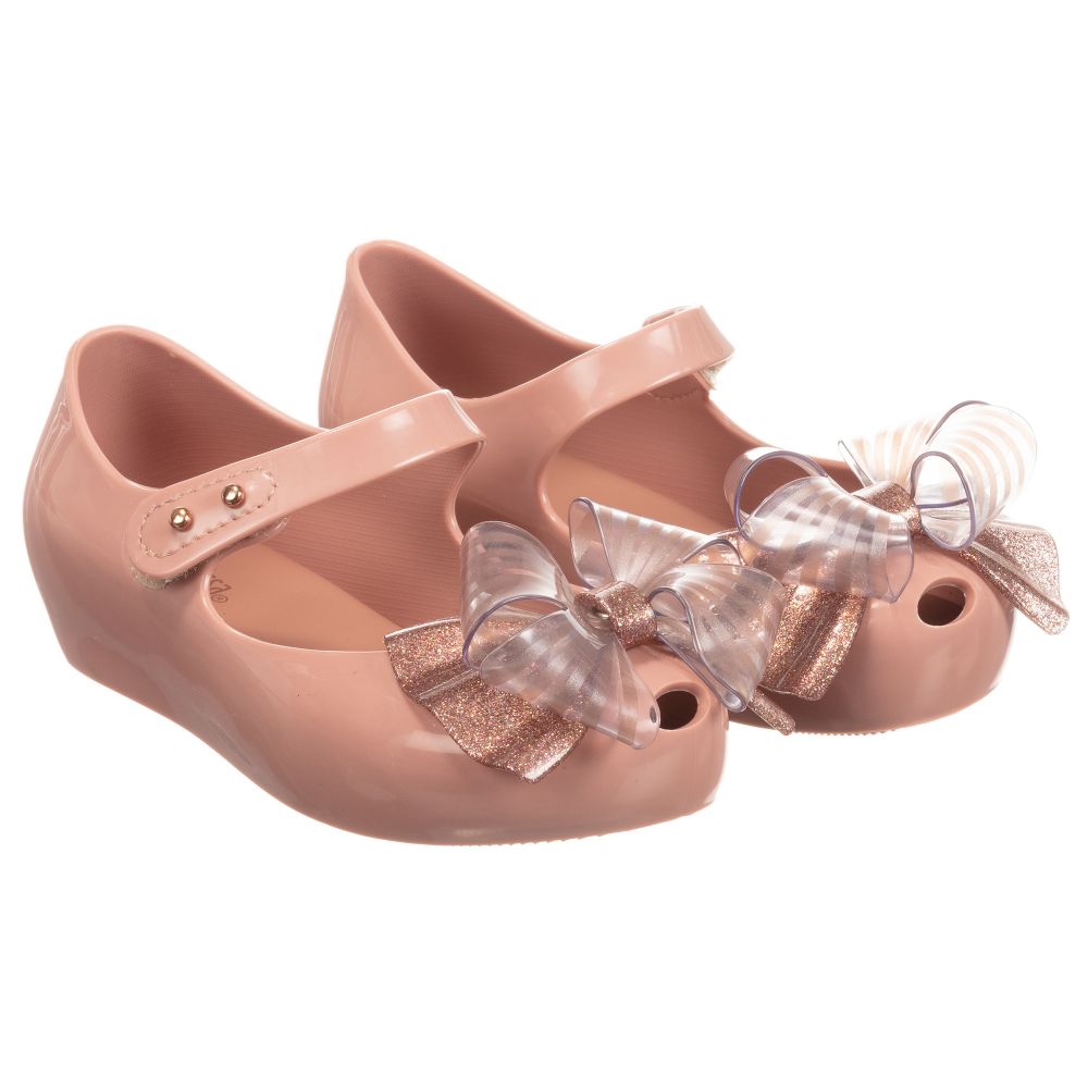 Mini Melissa - Girls Pink Bow Jelly Shoes | Childrensalon