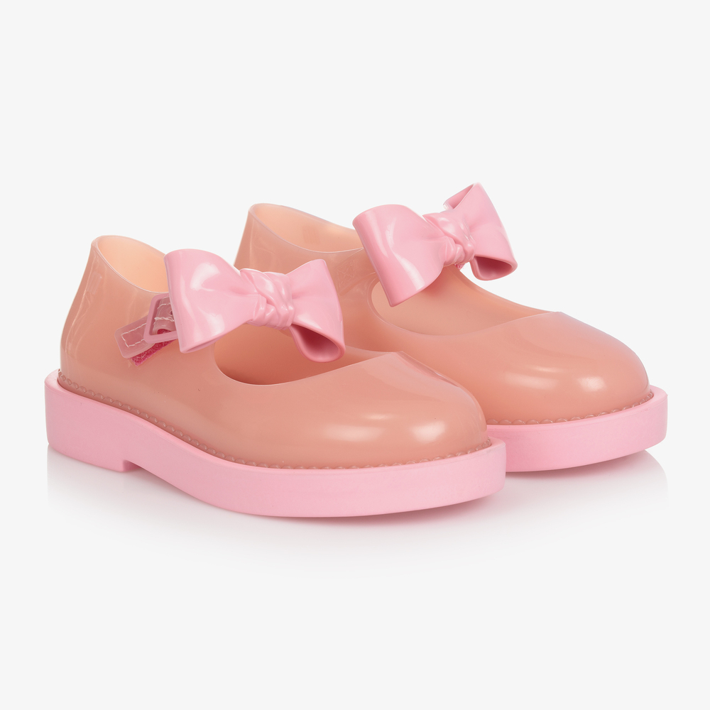 Mini Melissa - Girls Pink Bow Jelly Shoes | Childrensalon