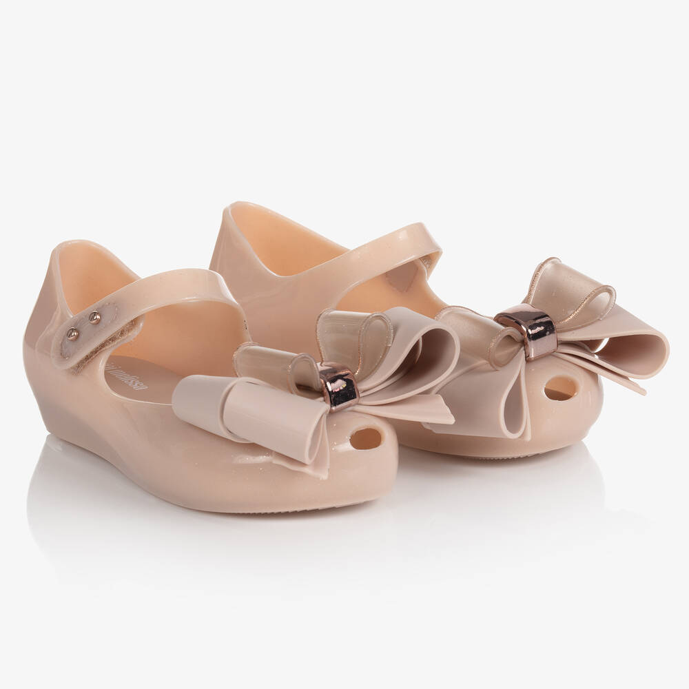 Mini Melissa - Girls Pink Bow Jelly Shoes | Childrensalon