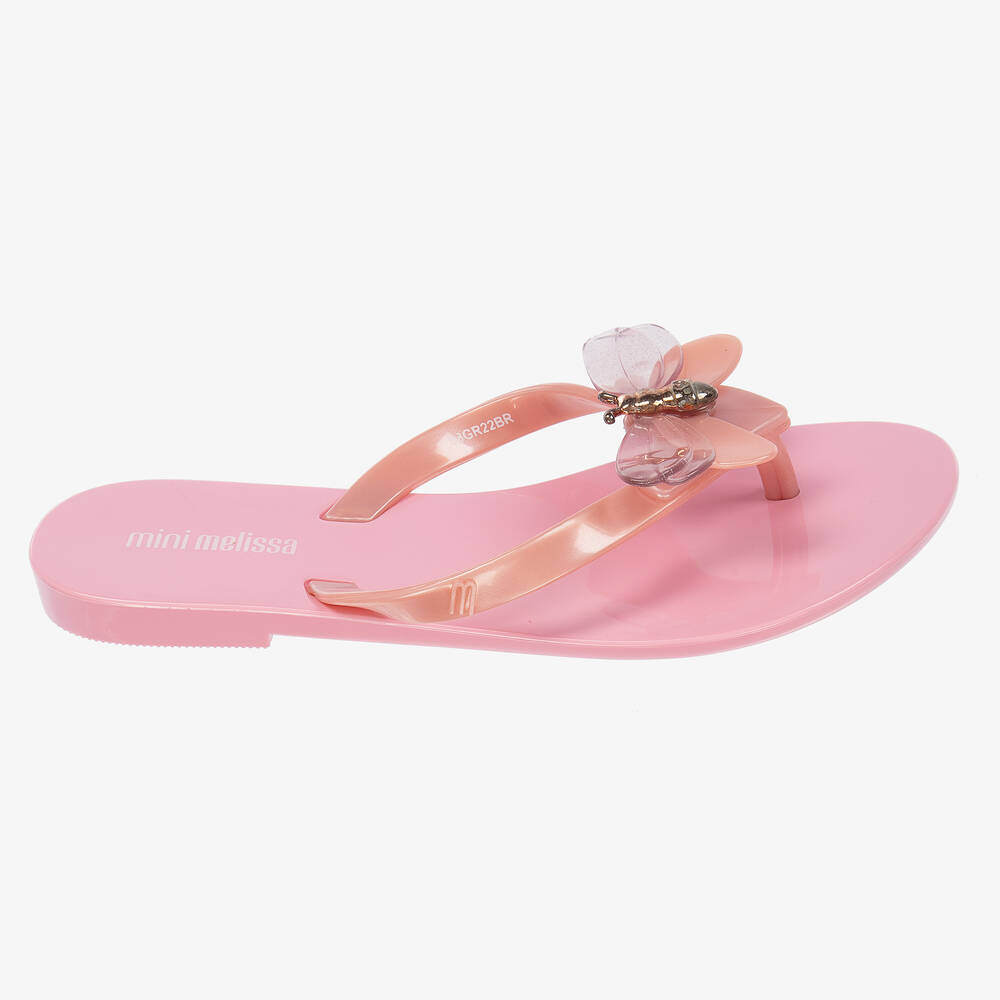Mini Melissa-Girls Pink Bugs Jelly Flip-Flops | Childrensalon Outlet