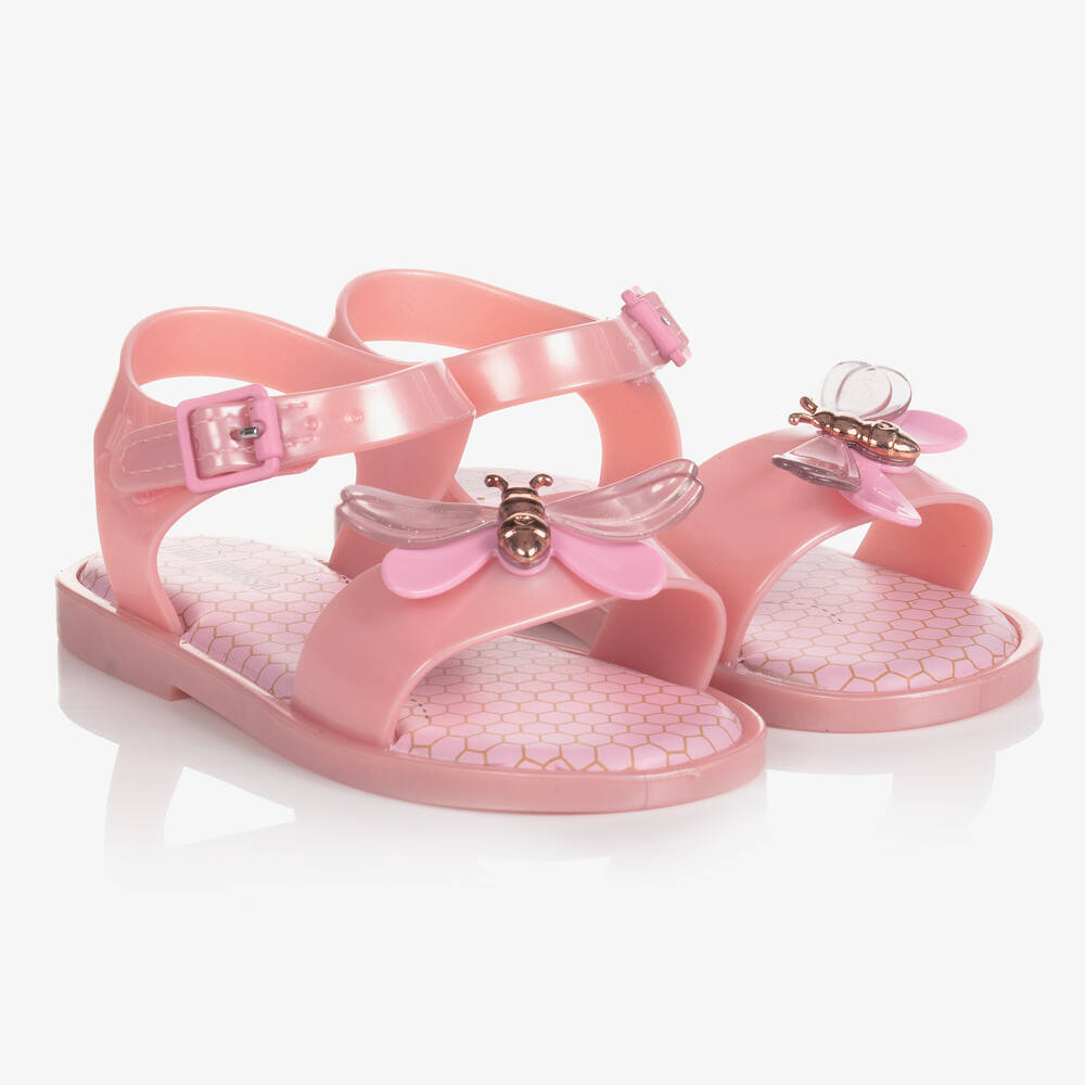 Mini Melissa - Розовые резиновые сандалии с жуками | Childrensalon