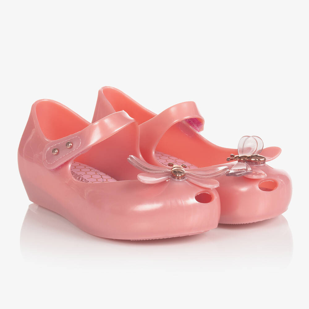 Mini Melissa - Розовые резиновые туфли с жуками | Childrensalon