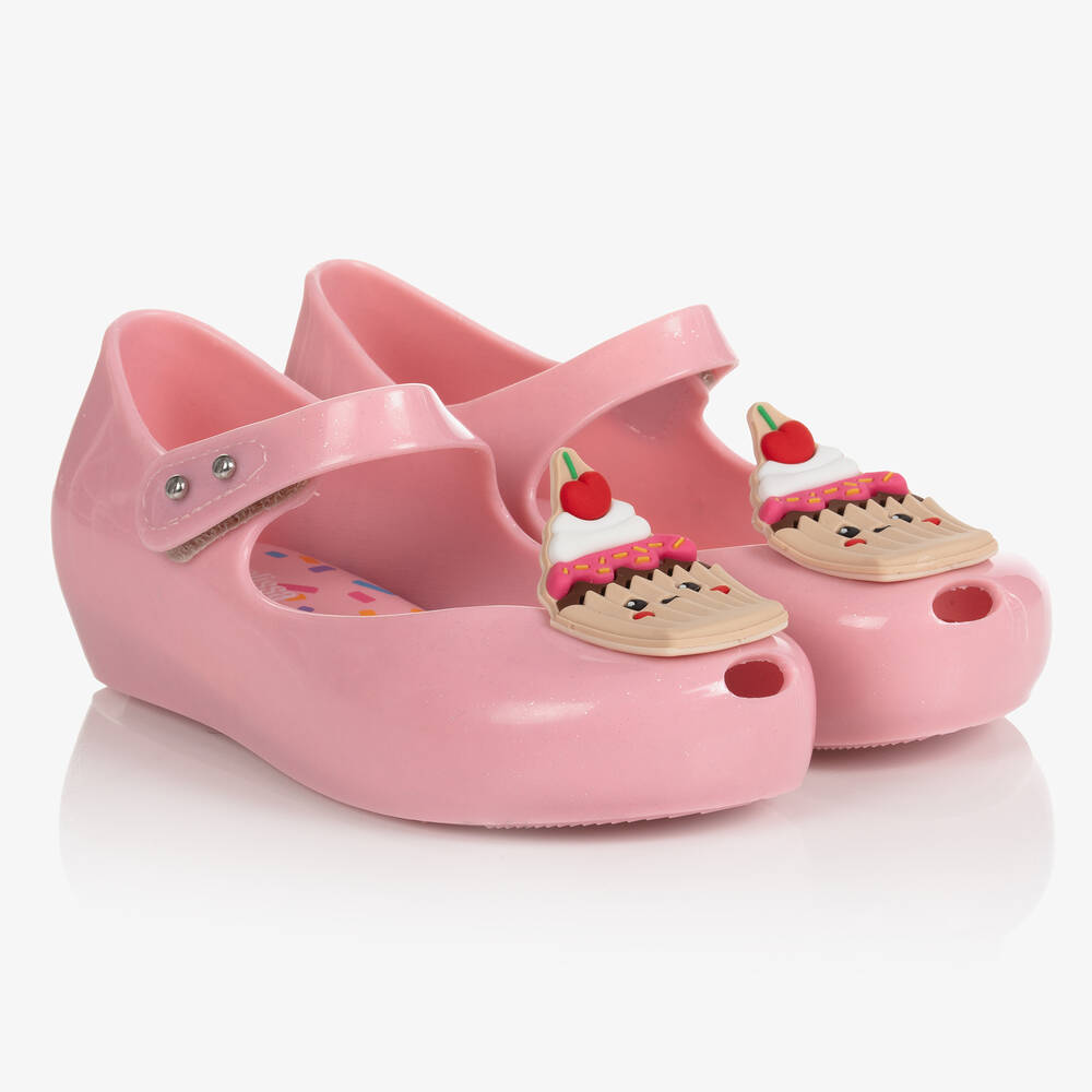 Mini Melissa - Розовые резиновые туфли с капкейками | Childrensalon