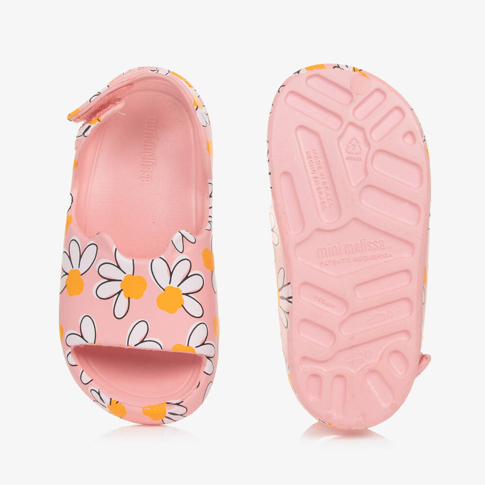 Mini Melissa-Girls Pink Daisy Print Sandals | Childrensalon Outlet