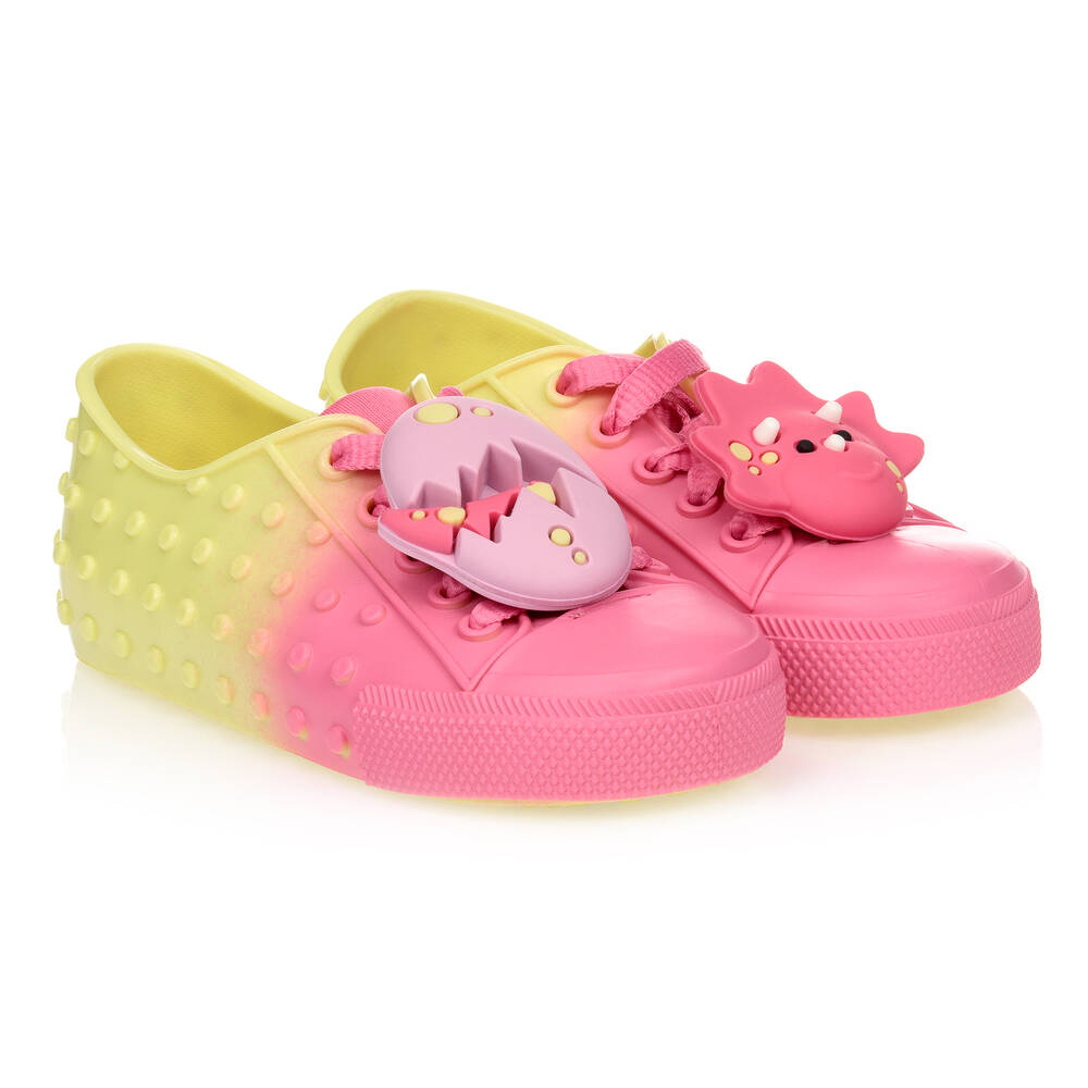 Mini Melissa - Розовые резиновые кроссовки с динозаврами | Childrensalon