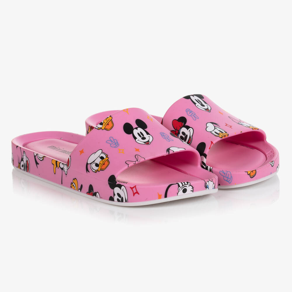 Mini Melissa - Girls Pink Disney Beach Sliders | Childrensalon