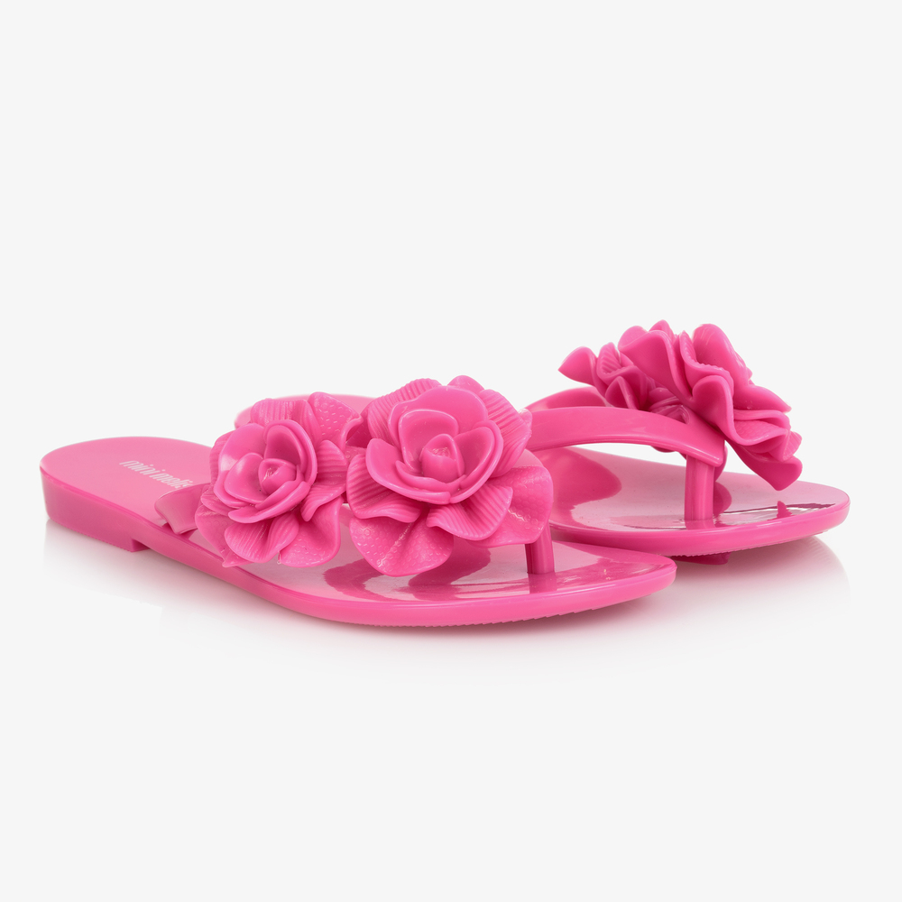 Mini Melissa - Pinke Flip-Flops mit Blumen (M) | Childrensalon
