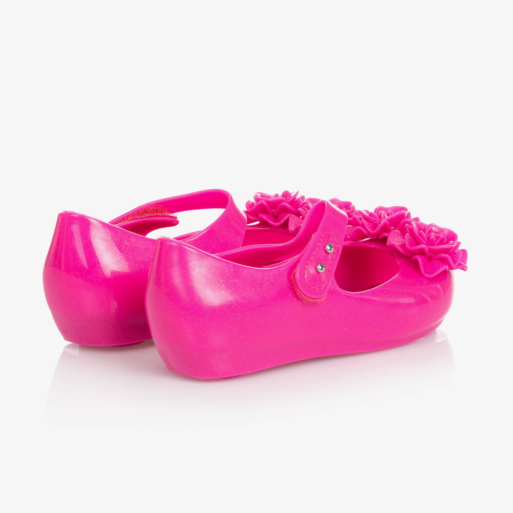 Mini Melissa-Girls Pink Flower Jelly Shoes | Childrensalon Outlet