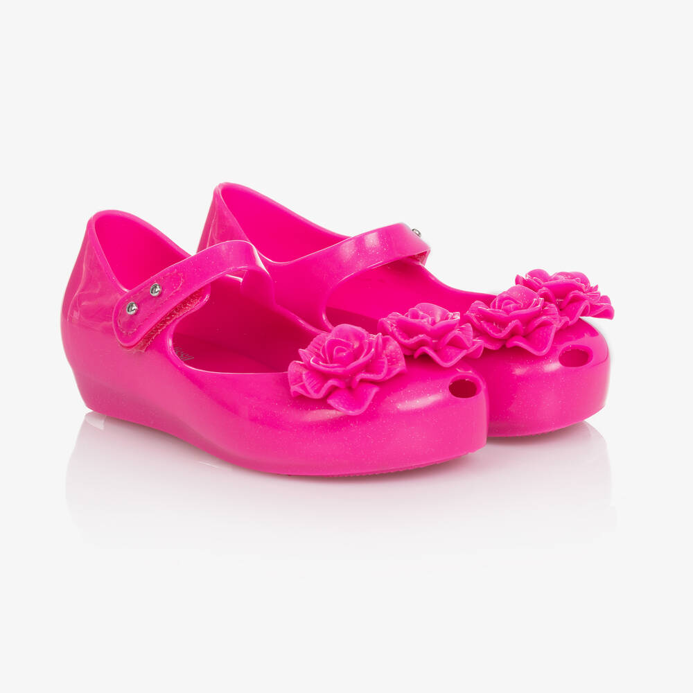 Mini Melissa - Pinke Gelee-Schuhe mit Blumen (M) | Childrensalon