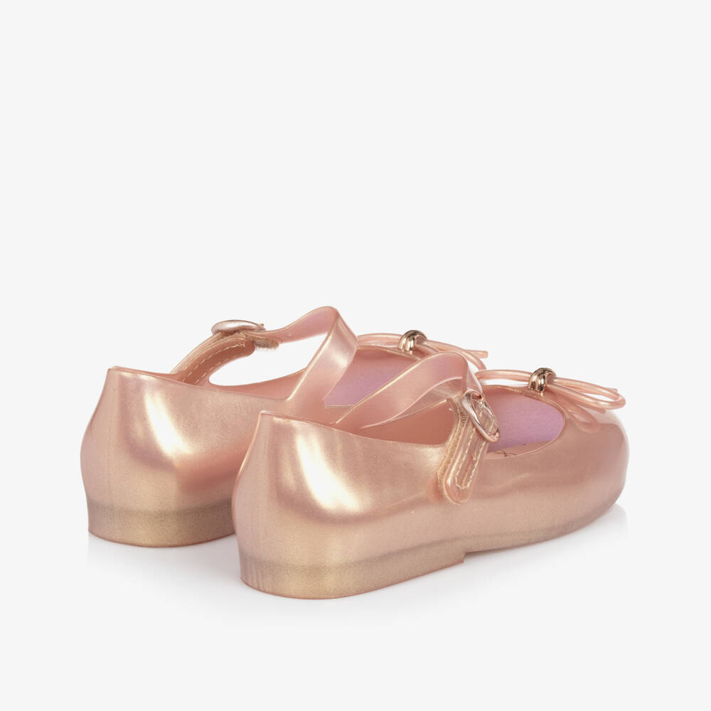Mini Melissa-Girls Pink Glitter Bow Slip-ons | Childrensalon Outlet