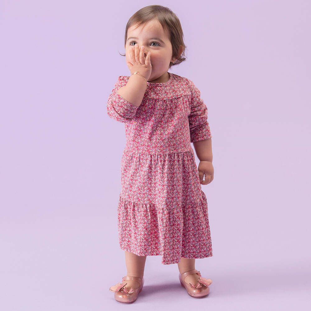 Mini Melissa-Girls Pink Glitter Butterfly Jelly Shoes | Childrensalon Outlet