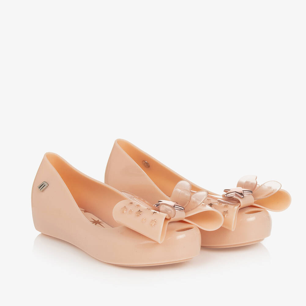 Mini Melissa-Girls Pink Glitter Jelly Pumps | Childrensalon Outlet