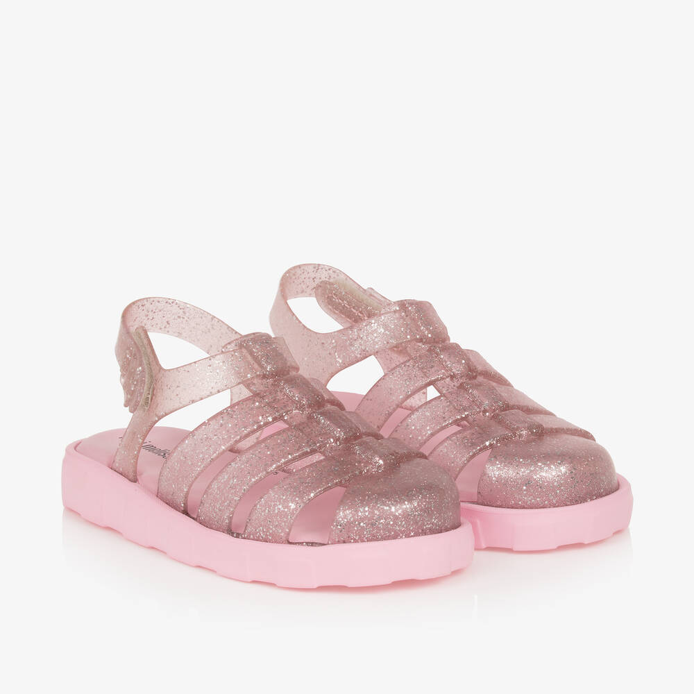 Pink glitter jelly slides hot sale