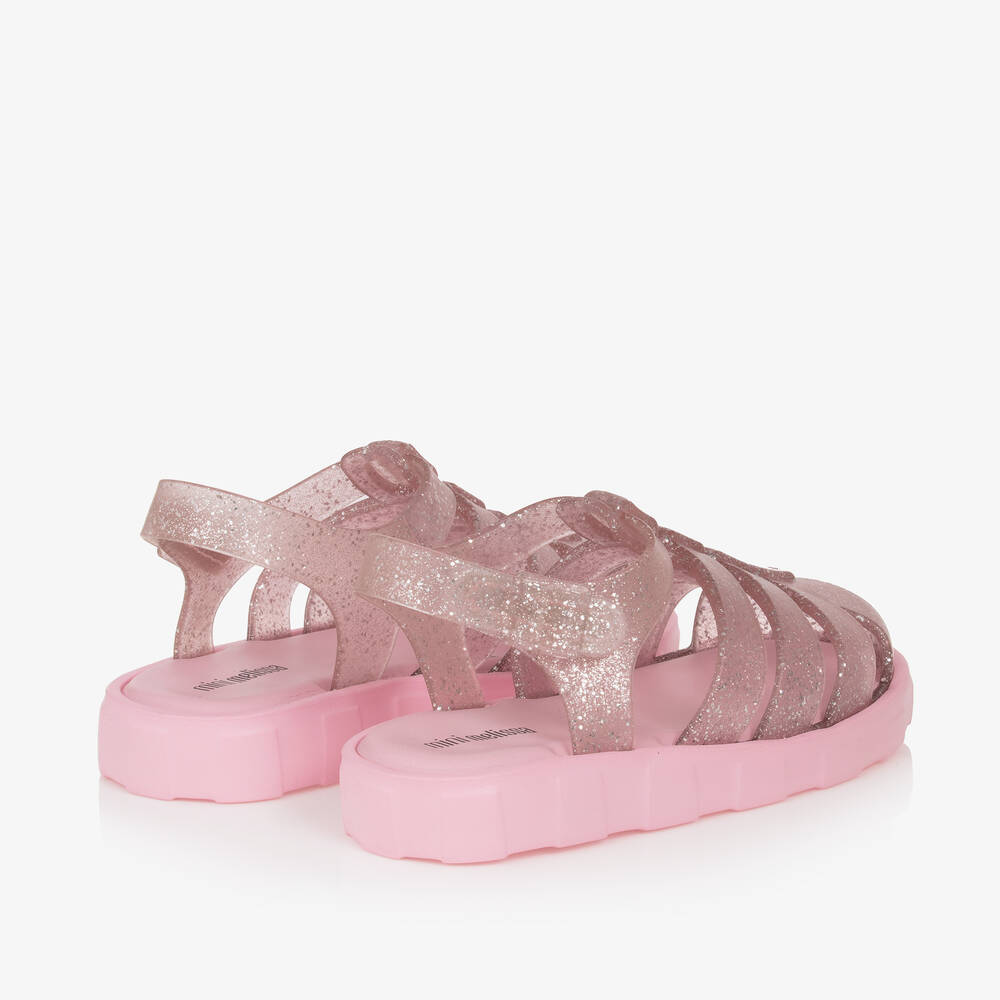 Mini Melissa-Girls Pink Glitter Jelly Sandals | Childrensalon Outlet