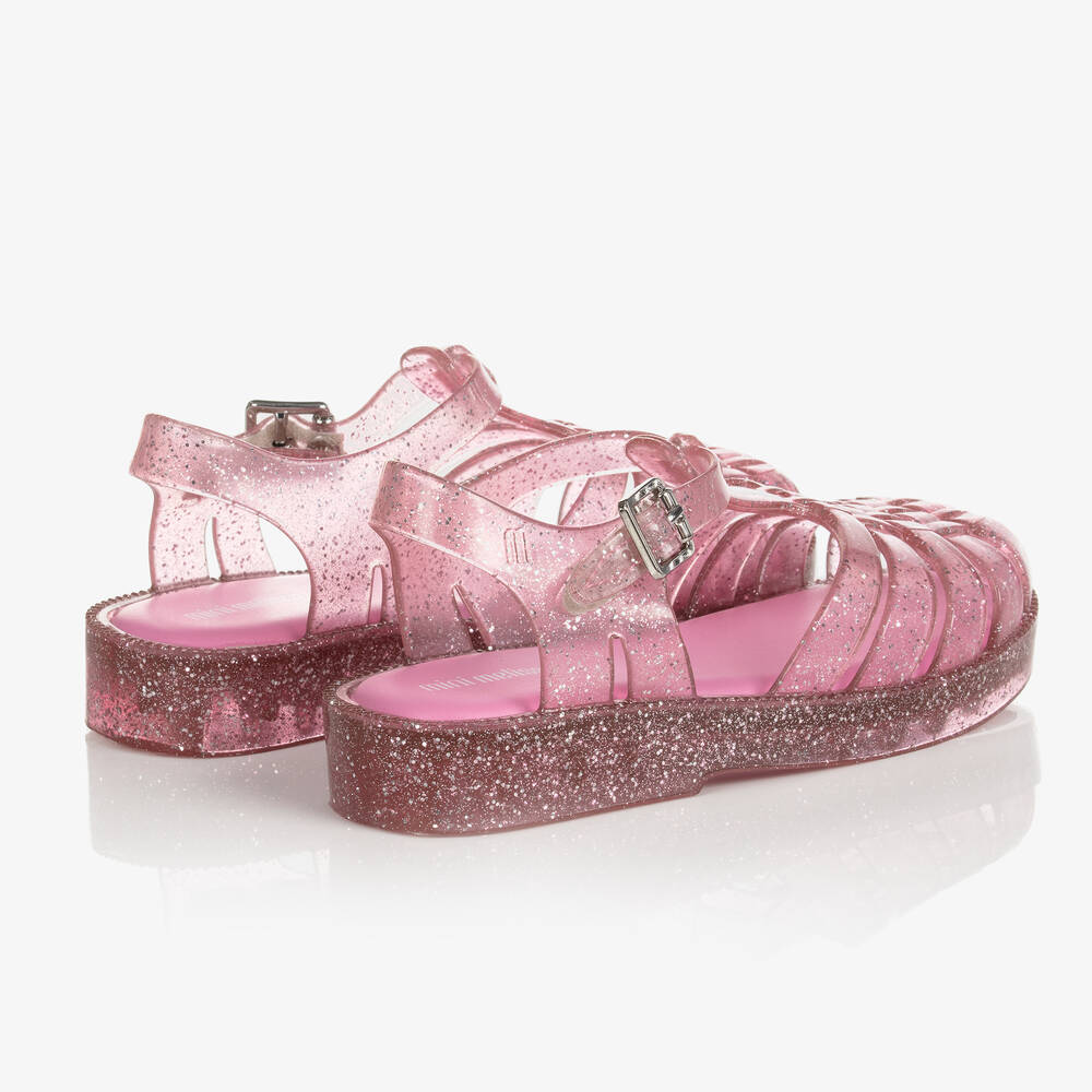 Mini Melissa-Girls Pink Glitter Jelly Shoes | Childrensalon Outlet