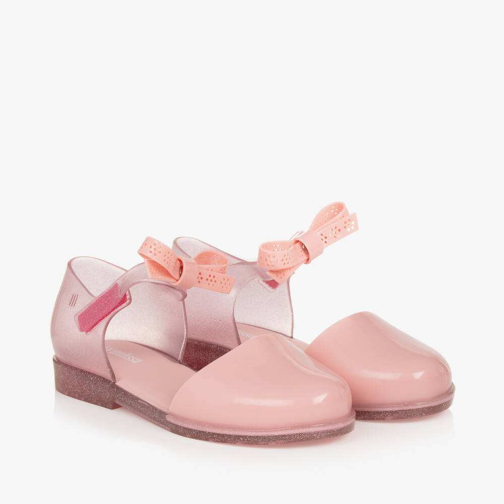Girls Pink Glitter Jelly Shoes