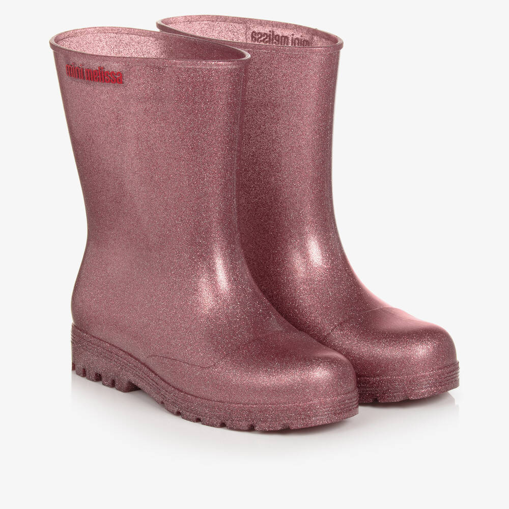 Mini Melissa - Girls Pink Glitter Rain Boots | Childrensalon