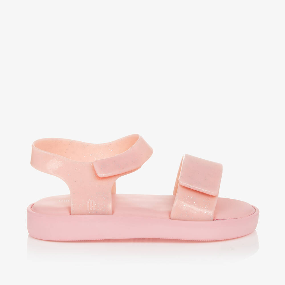 Mini Melissa-Girls Pink Glitter Sandals | Childrensalon Outlet
