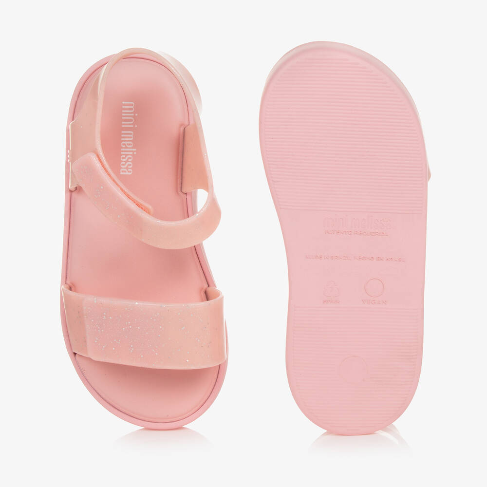 Mini Melissa-Girls Pink Glitter Sandals | Childrensalon Outlet