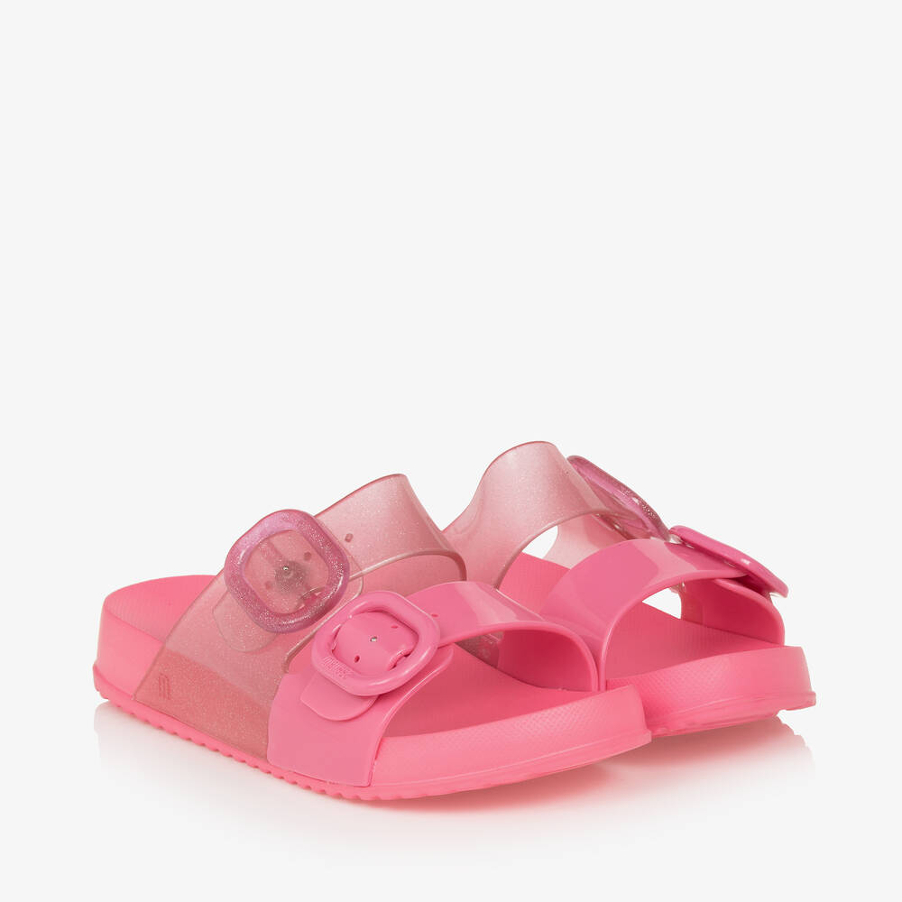 Mini Melissa-Girls Pink Glitter Sliders | Childrensalon Outlet