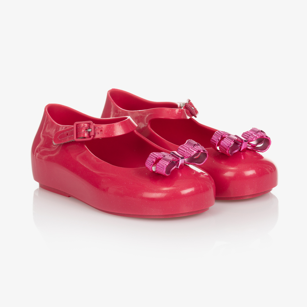 Mini Melissa - Girls Pink Jelly Bow Shoes | Childrensalon