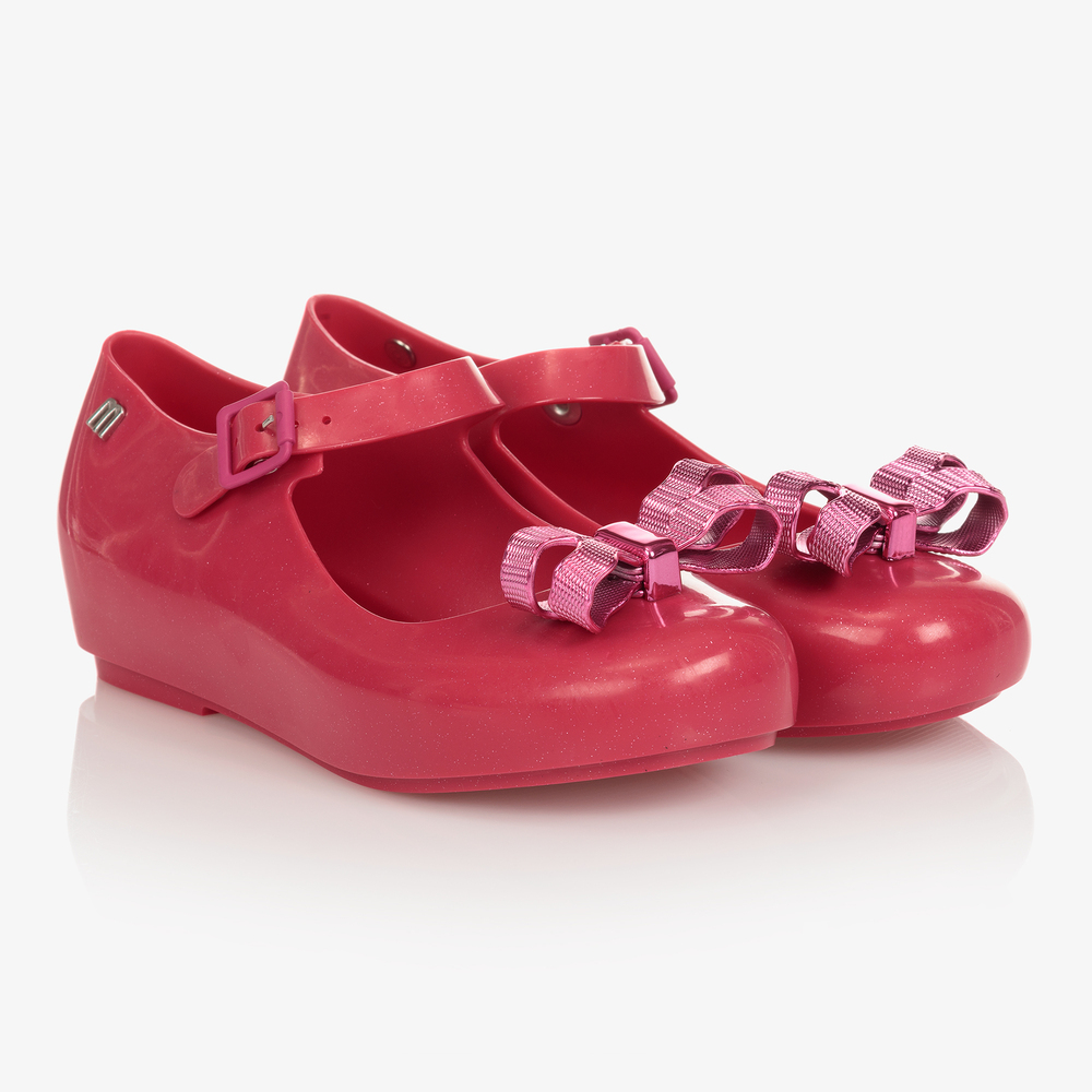 Mini Melissa - Girls Pink Jelly Bow Shoes | Childrensalon