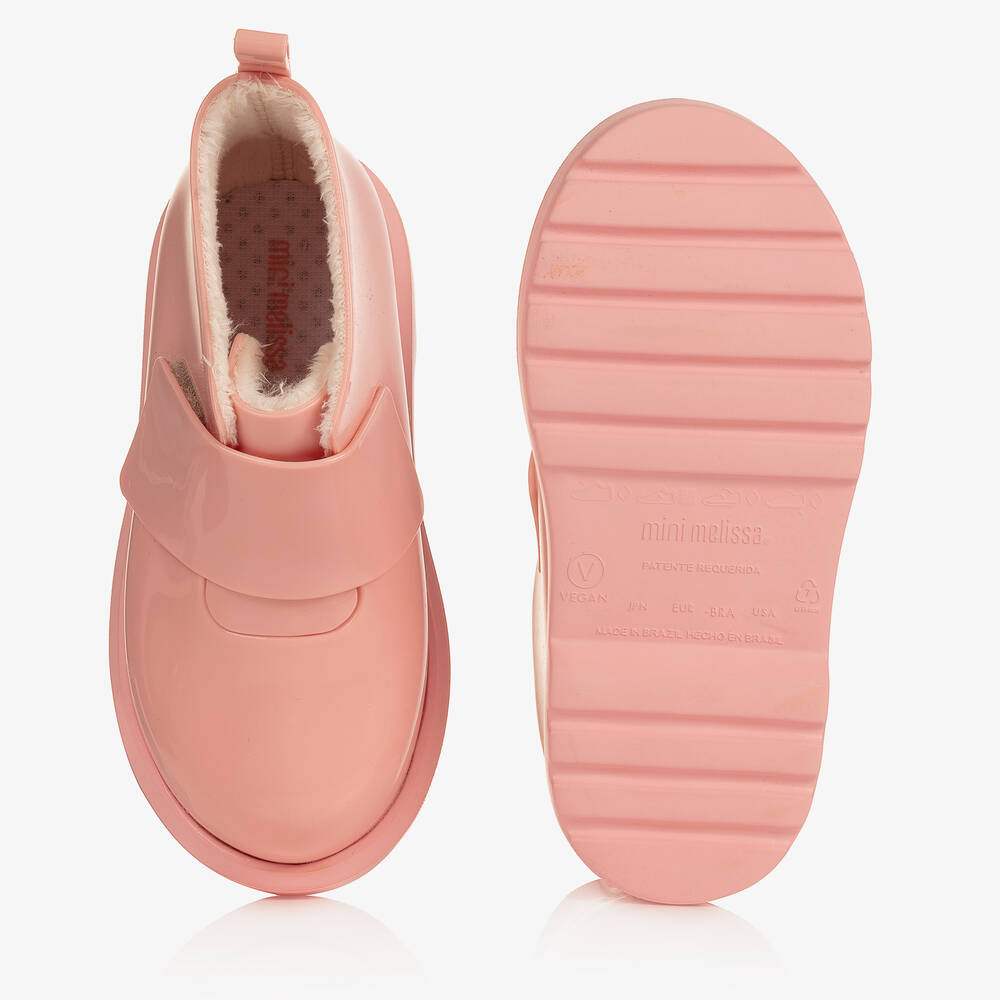 Mini Melissa Girls Pink PVC Velcro Boots Childrensalon Outlet