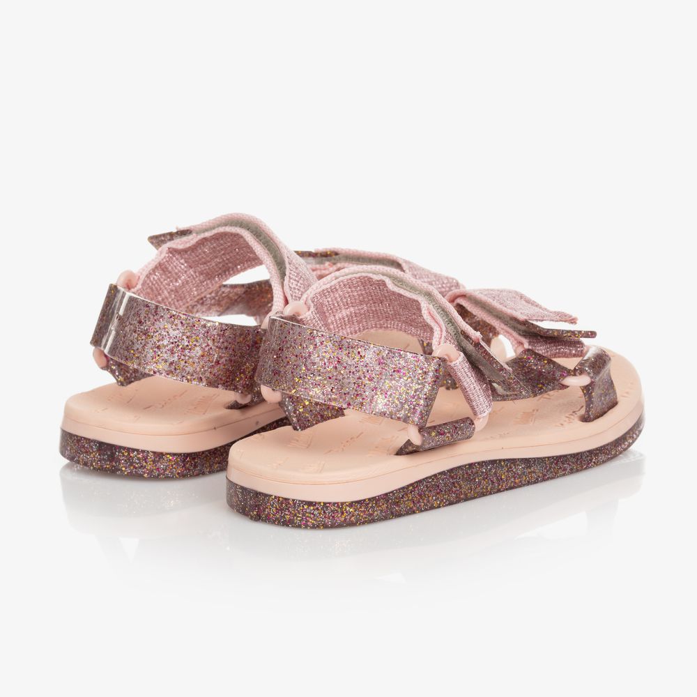 Mini Melissa-Girls Pink Velcro Sandals | Childrensalon Outlet