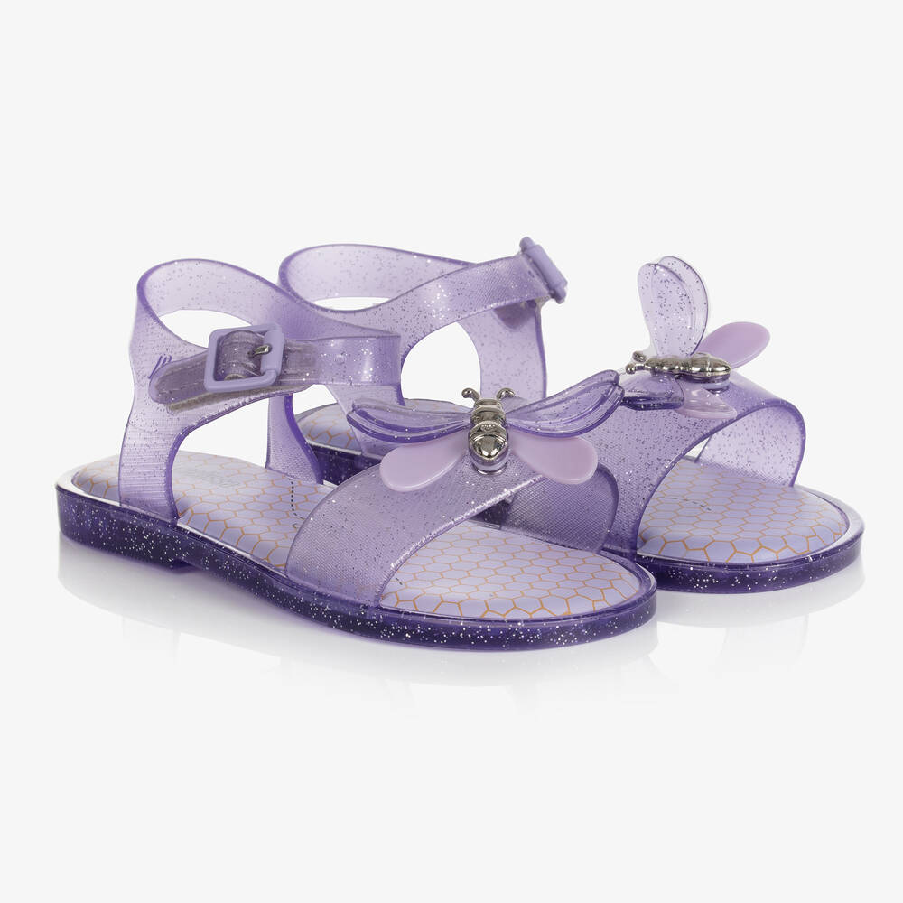 Mini Melissa - Sandales plastique violet pailleté | Childrensalon