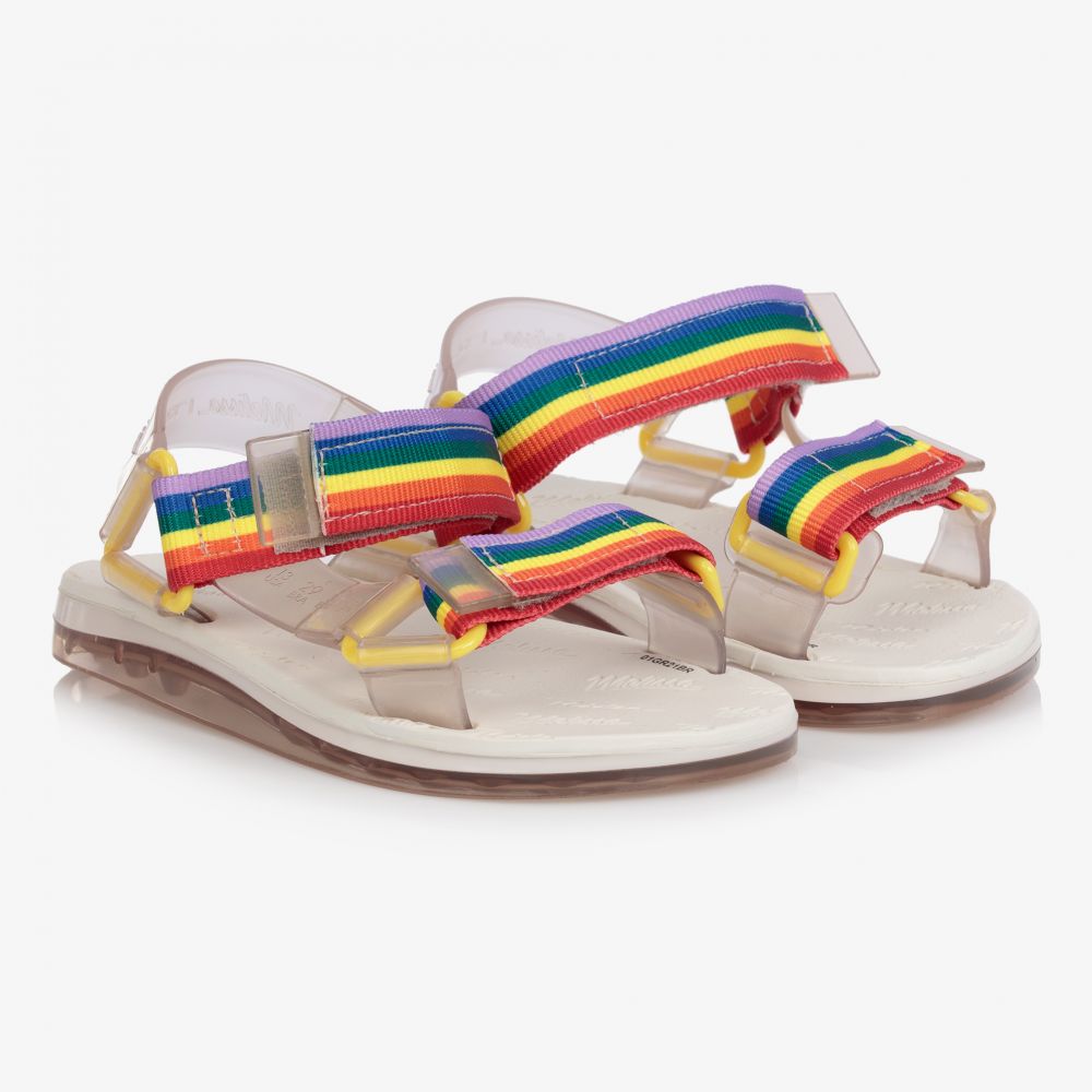 Mini Melissa - Girls Rainbow Velcro Sandals | Childrensalon Outlet
