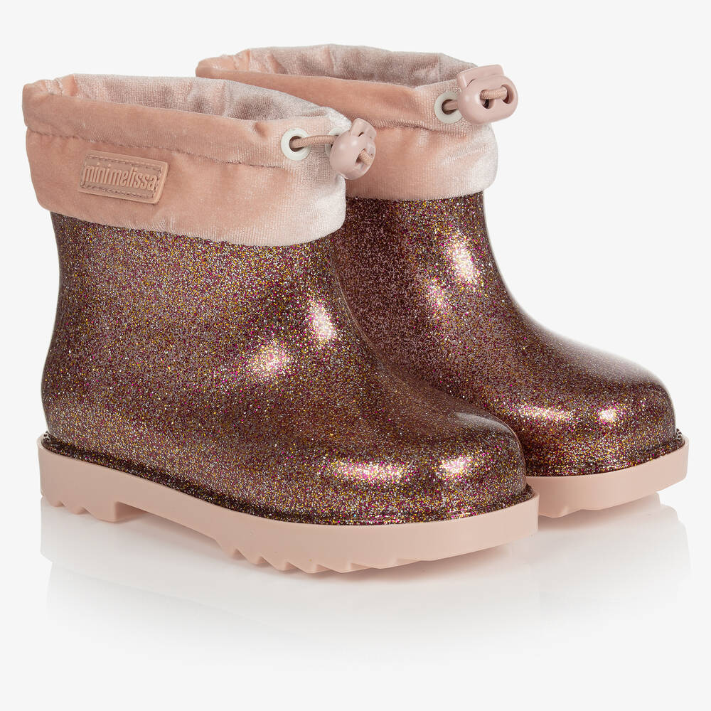 Mini Melissa - Girls Rose Gold PVC Rain Boots | Childrensalon