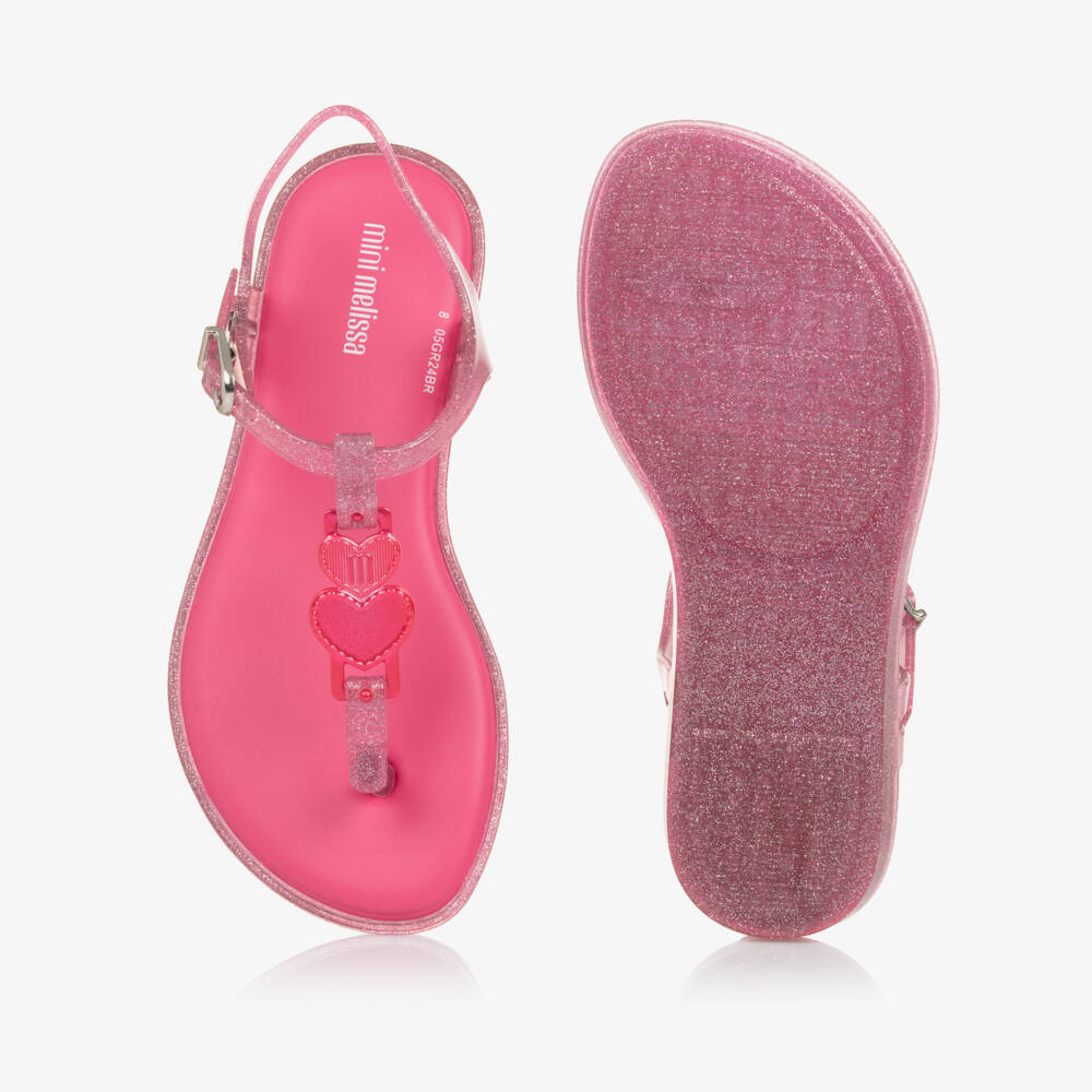 Mini Melissa-Girls Rosy Heart Charm Sandals | Childrensalon Outlet