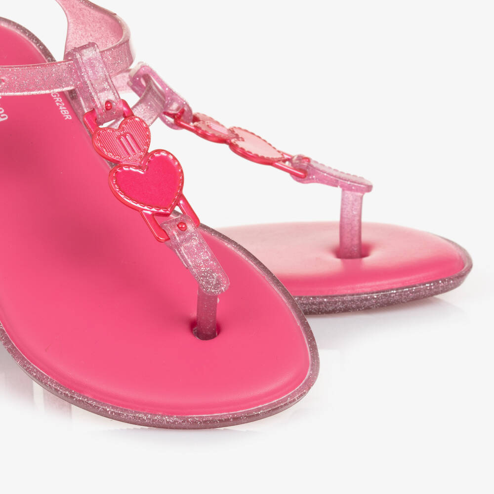 Mini Melissa-Girls Rosy Heart Charm Sandals | Childrensalon Outlet