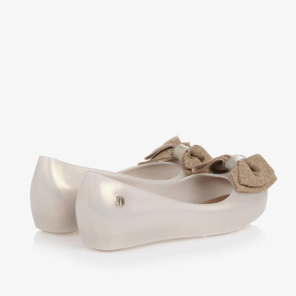 Mini Melissa-Girls Shimmering Beige Jelly Flats | Childrensalon Outlet